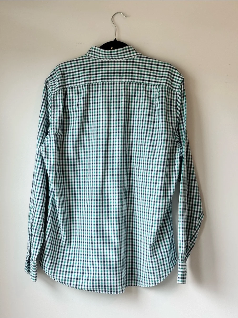 J.Crew Green Blue Gingham Checked Button Down Shirt Mens Large 100% Cotton
